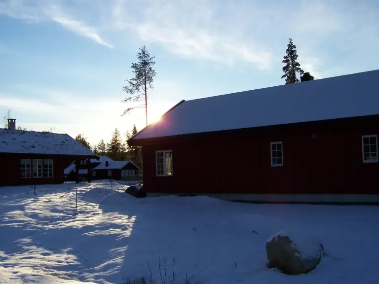 Sonnenaufgang im Schnee am Ferienhaus SLAPPE AV in Vrådal