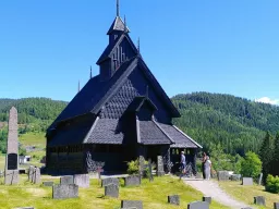 Historic stave church in Eidsborg, Telemark