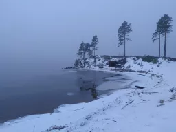 Snow-covered landscape near Linstø